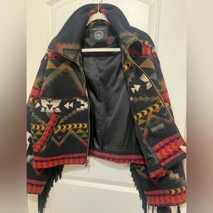 Lindsey Thornburg Pendleton ‘Lost Trail’ Cropped Fringe Archer Coat OS